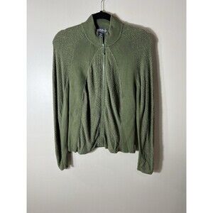 Woolrich Dark Ivy Gren Full Zip Textured Sweater Womens Large